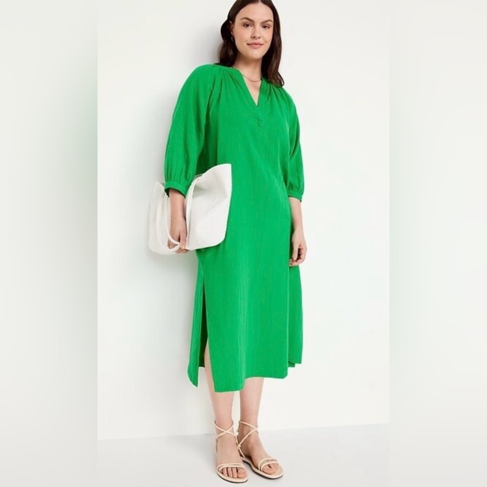 NWT old navy gauze Green Midi Dress xl X-Large tall